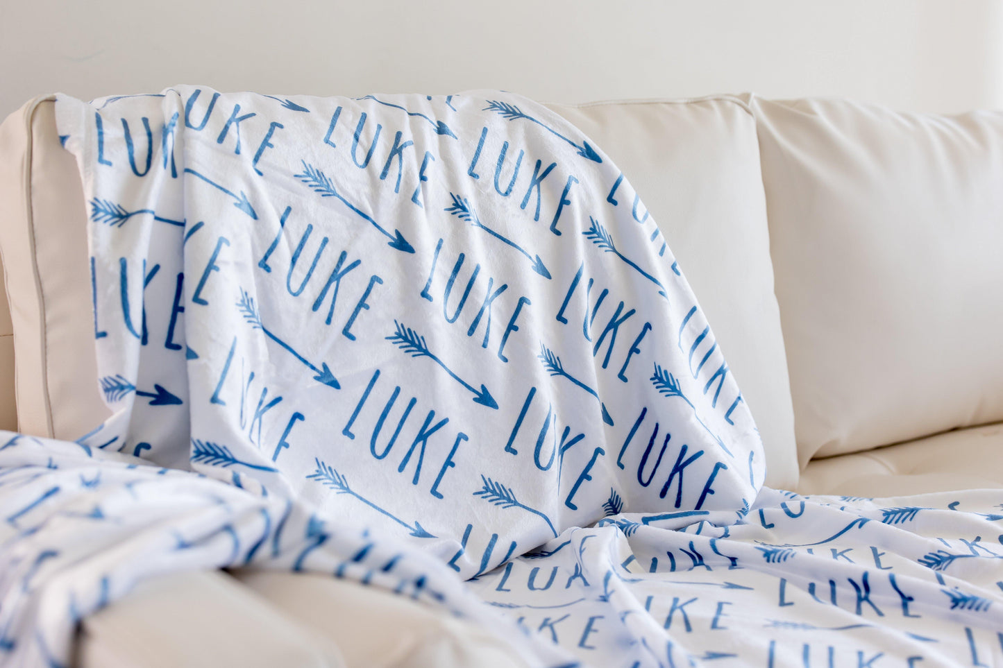 Plush Minky Personalized Blanket - Arrows on White - Sugar House Baby