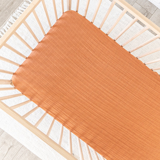 Muslin crib sheet - cedar