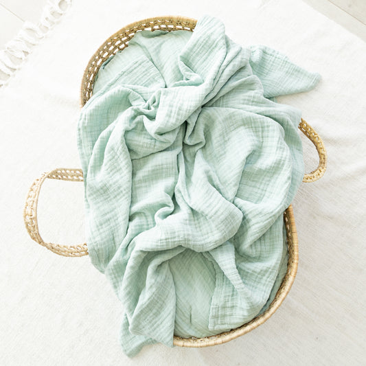 Deluxe muslin blanket - seafoam