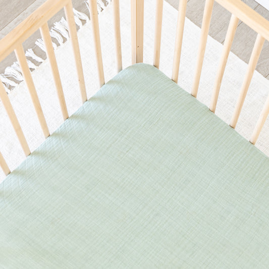 Muslin crib sheet - seafoam